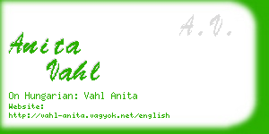 anita vahl business card
